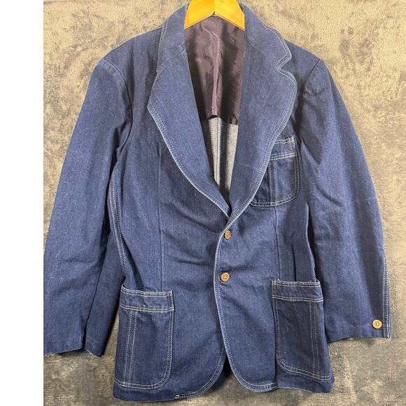 Vintage 70’s Farah Denim Two Button Denim Blazer Women’s Small/Medium - Picture 1 of 8